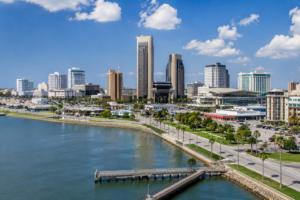 Corpus Christi waterfront skyline as city leaders discuss new Corpus Christi water supply solutions amid drought concerns.